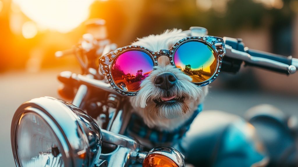 Les lunettes de soleil pour chiens en moto