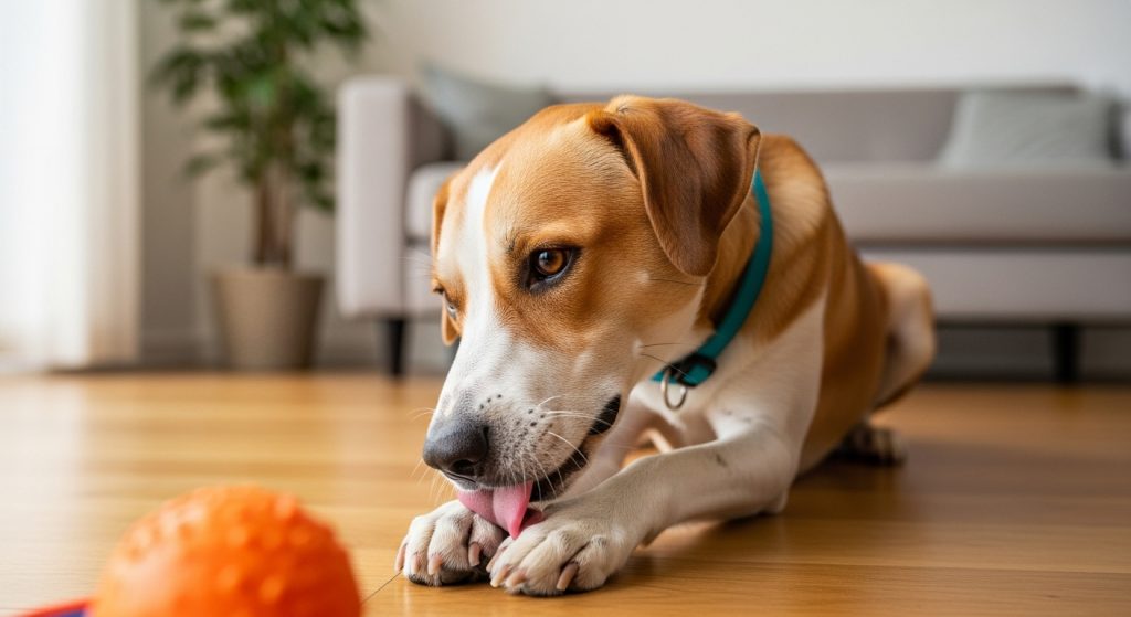 Chien qui se lèche les pattes : causes et solutions