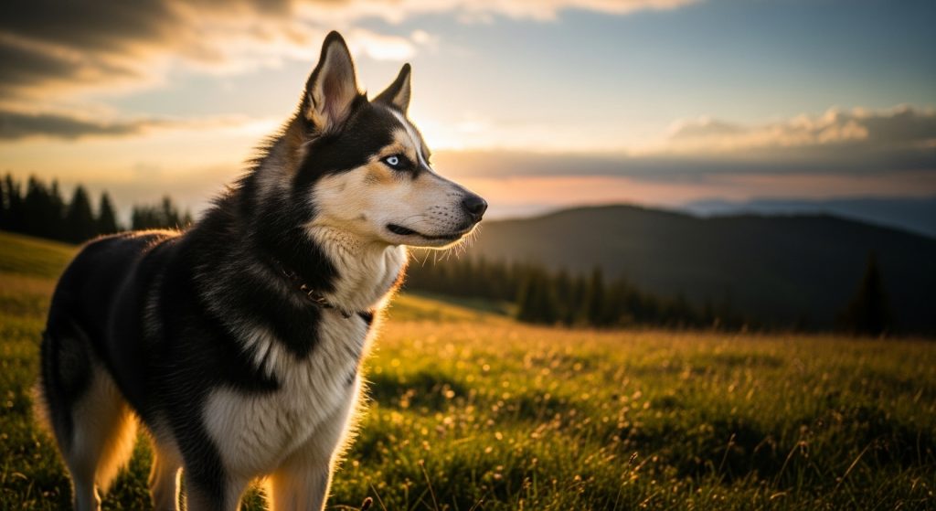 Berger allemand croisé Husky aussi appelé Sherpsky